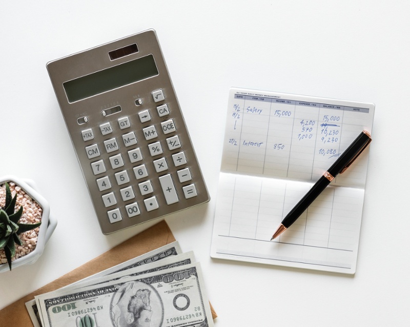 calculator and finance documents