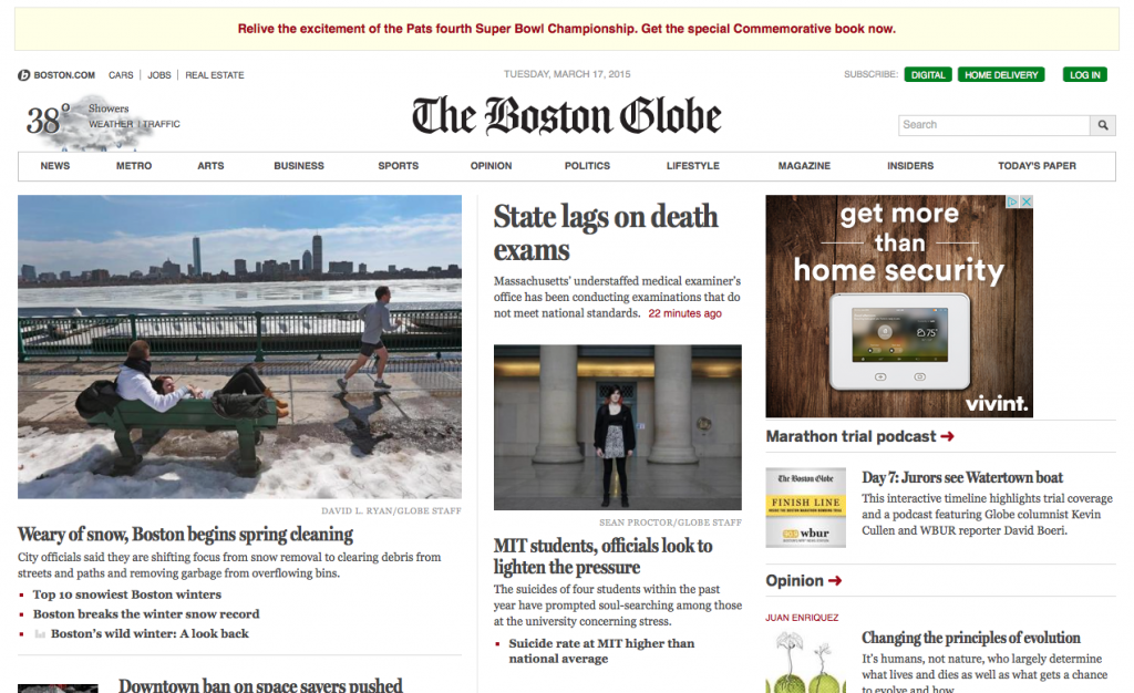 Boston Globe website