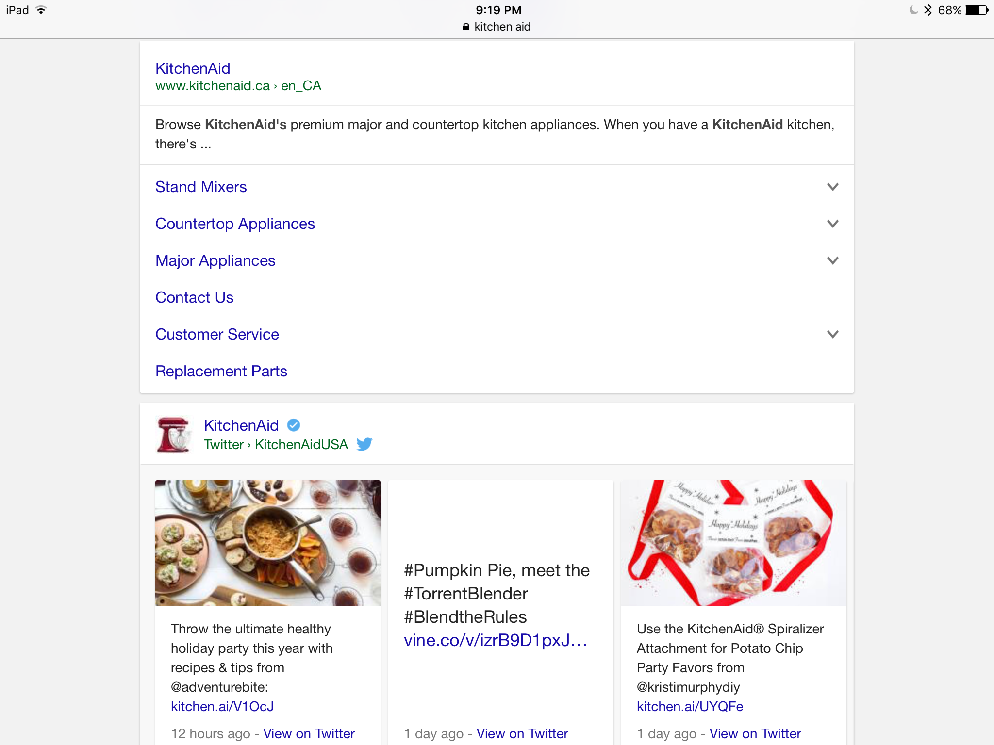 KitchenAid search results